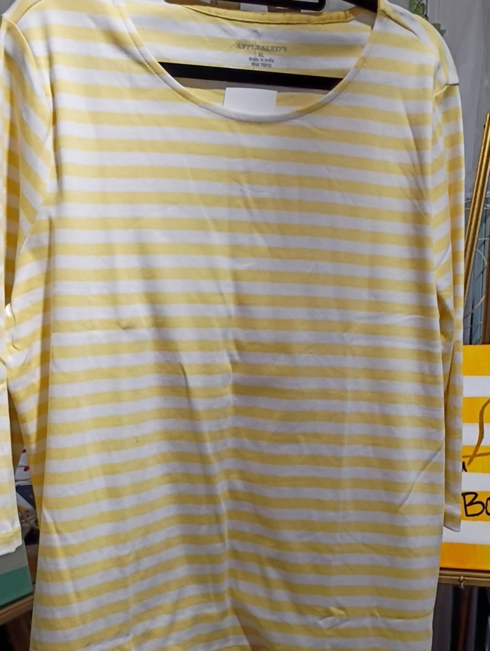 Appleseed's Yellow & White Striped Long Sleeve Kids Tee